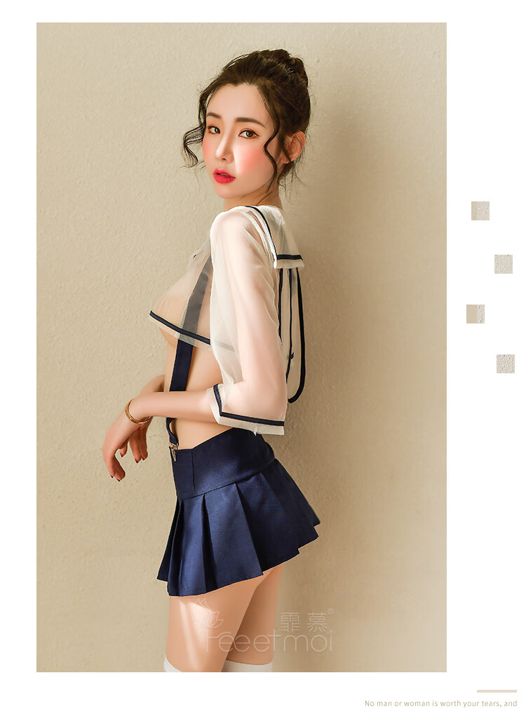 jk制服性感水手学生内睡衣诱惑套装日系超短裙女 粉【兔耳朵上衣 吊带