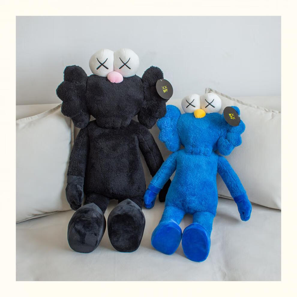 蓝色kaws芝麻街毛绒公仔沙发玩偶摆件床上睡觉抱枕大娃娃玩具礼品七夕