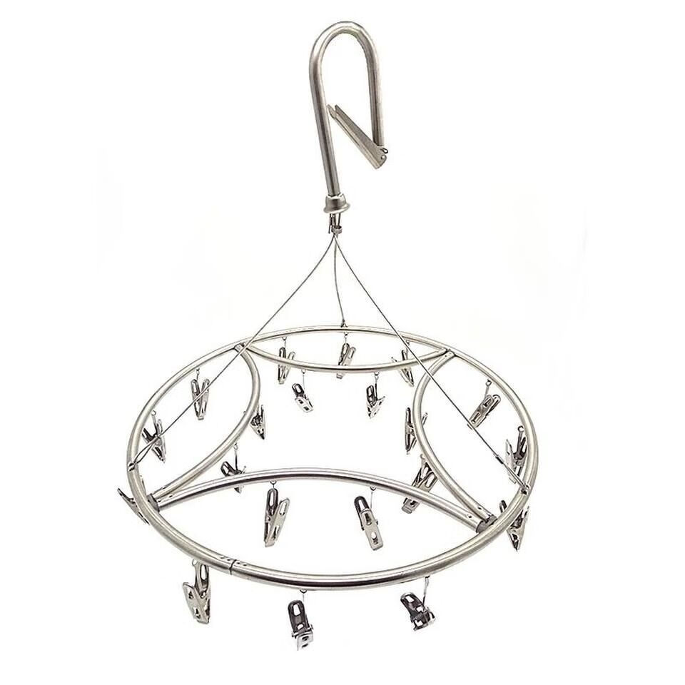 欧缔兰不锈钢折叠多夹子防风晾衣夹晒衣服架子婴儿袜子架晾衣架内衣袜