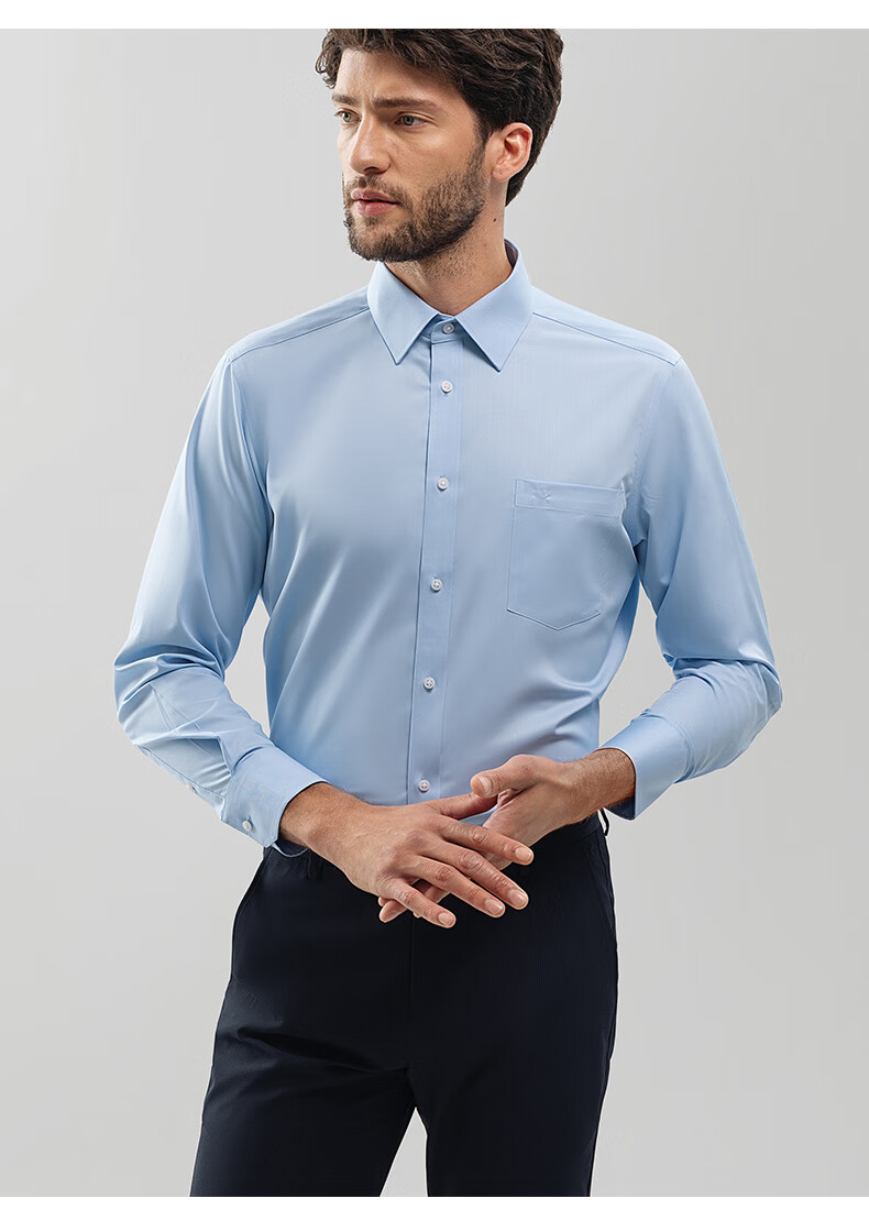 金利来奥特莱斯男装衬衣抗皱免烫微弹中八领商务正装男士长袖衬衫a