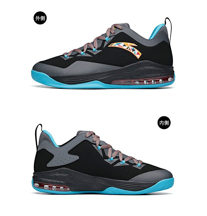 安踏篮球鞋男神盾1代low低帮篮球鞋2021秋季外场实战耐磨战靴气垫缓震