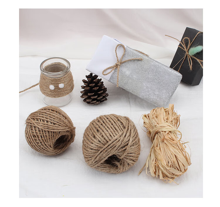 diy复古麻绳天然粗细麻绳手工编织工艺品绳子鲜花包装装饰材料 白边款