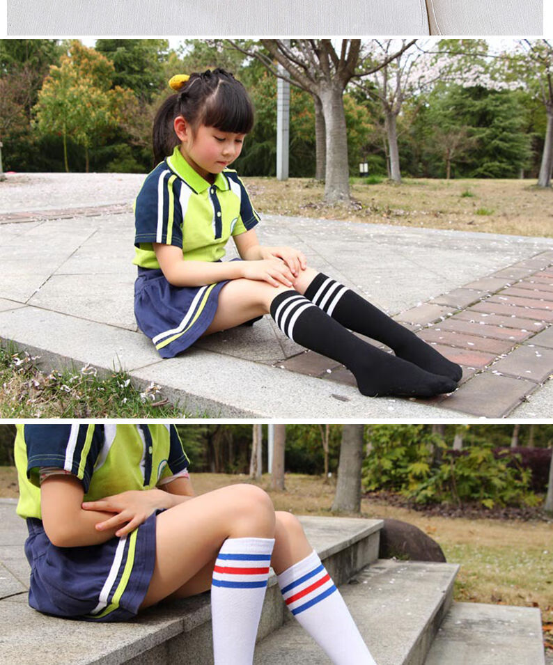 精选三双装男女童学生袜足球袜春夏学院风过膝儿童舞蹈中筒袜子鸟之语