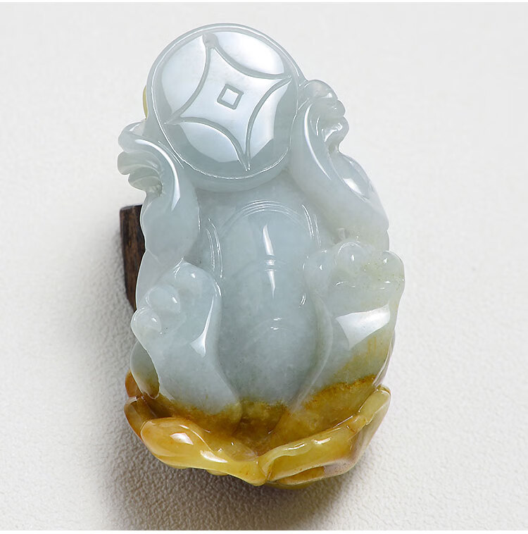 墨韵 红黄翡翠貔貅手把件天然缅甸玉石大号男款貔恘挂件a货712【图片