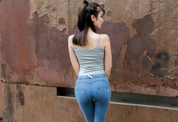 2021春秋季新款低腰牛仔裤高弹力修身百搭铅笔显瘦提臀翘臀蜜桃臀小脚