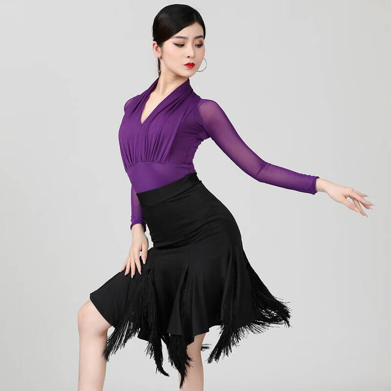 拉丁舞服装女成人性感 拉丁舞服装成人女半身裙流苏性感练功服2021大