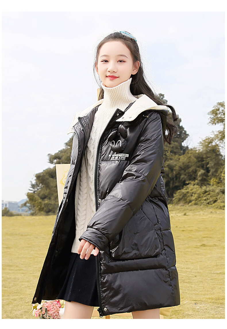 保暖防寒高中生羽绒服女中长款青少年女生初中生高中学生韩版洋气甜美