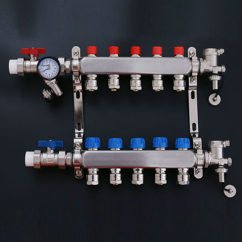 不锈钢分集水器地暖路dn规格智能分水器直式ppr25过滤排污球阀外丝带