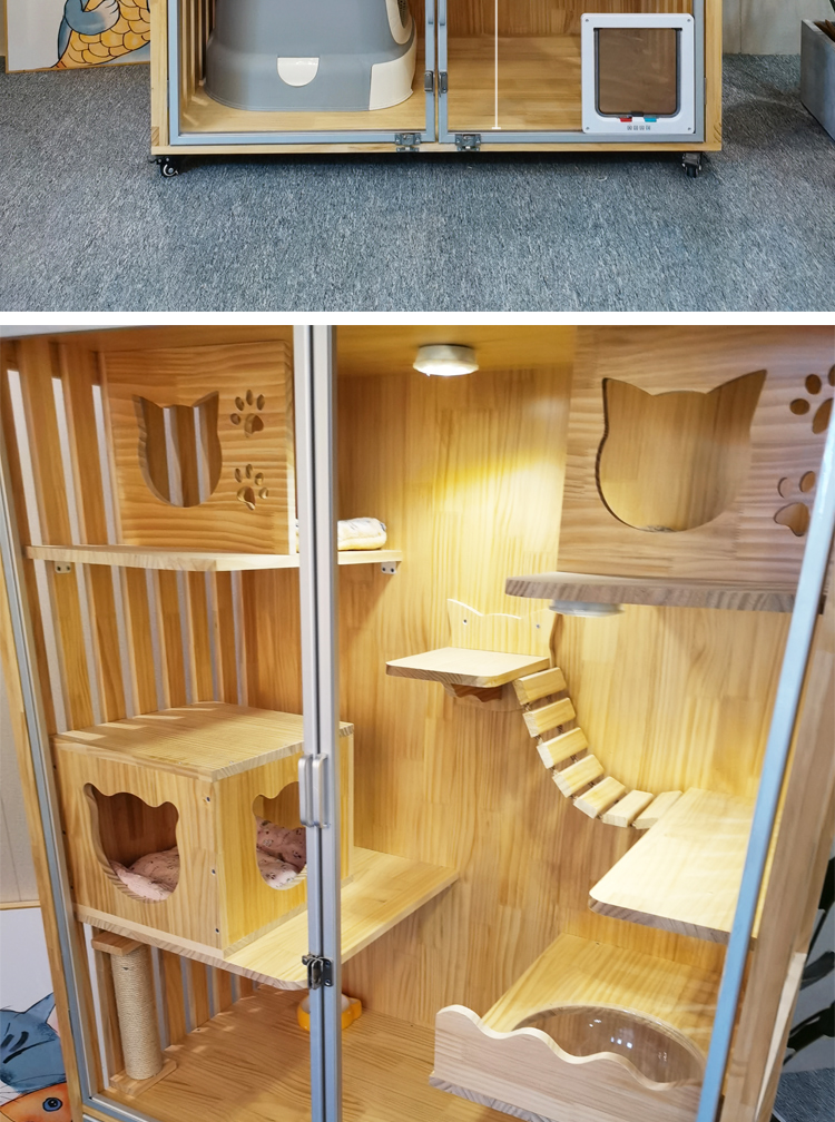 实木猫笼大型豪华猫别墅实木猫窝别墅家用小号公寓猫舍猫屋猫咪用品