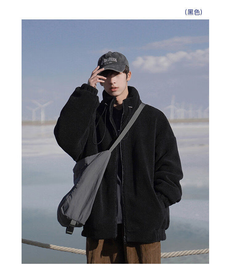 啄木鸟秋冬季男装韩系羊羔毛颗粒毛绒加厚新潮棉袄衣服情侣装外套男士