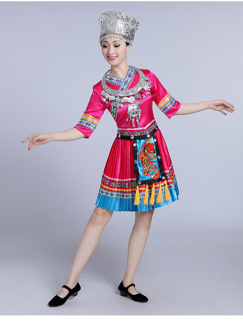新款苗族服装女跳舞舞蹈演出服云南少数民族湘西壮族表演服饰定制款