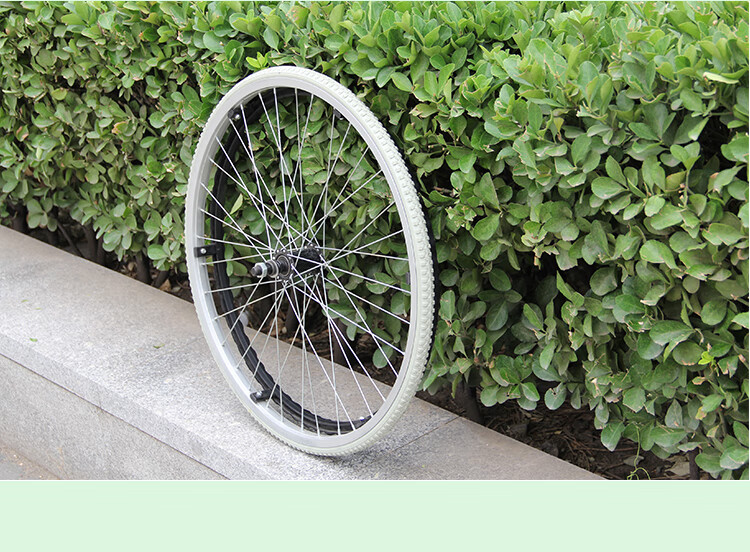 轮椅配件24寸实心胎大轮免充气轮胎轮椅后轮整体轮子灰色