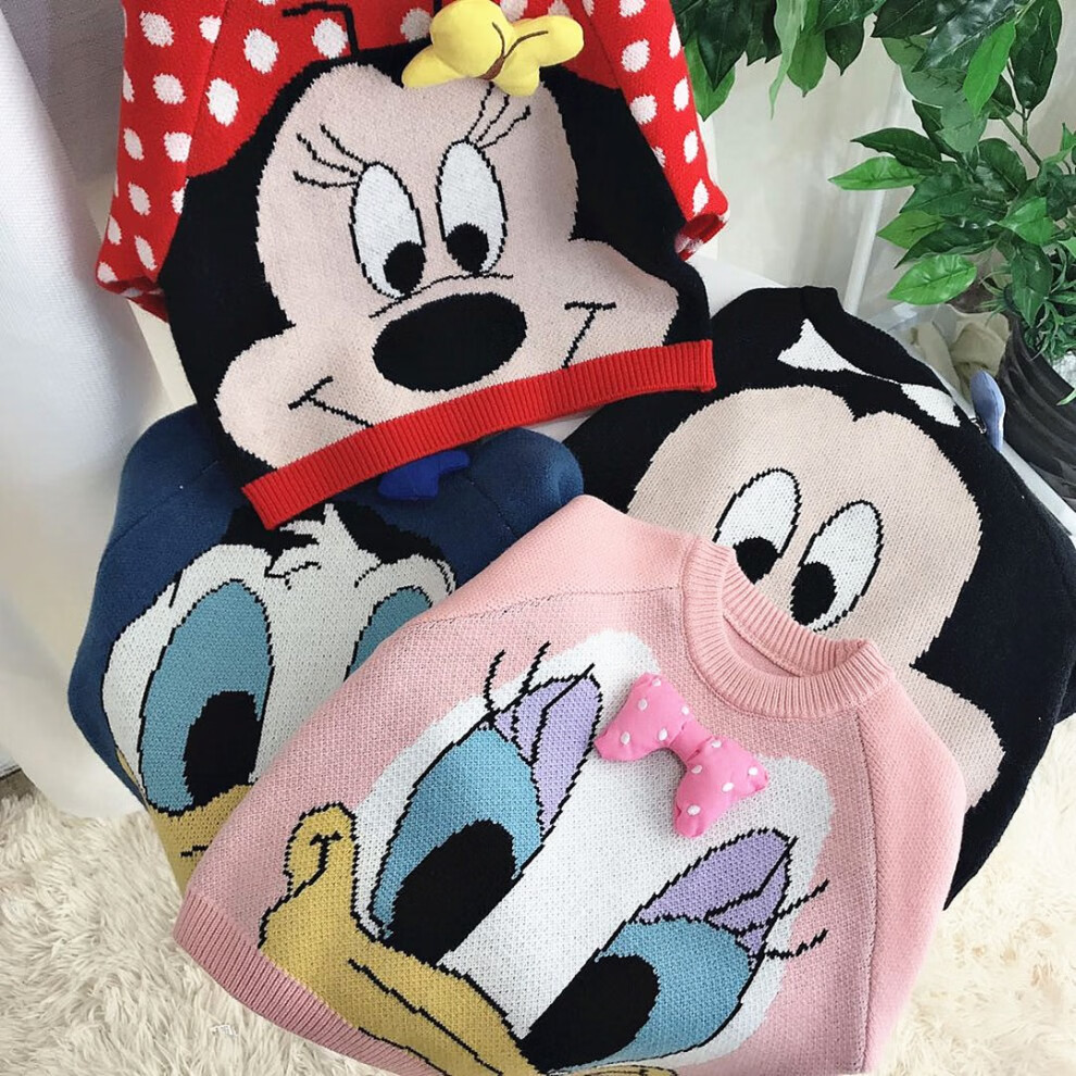 儿童圣诞节毛衣秋冬女童米奇米妮唐老鸭针织男童卡通男宝宝毛线衣