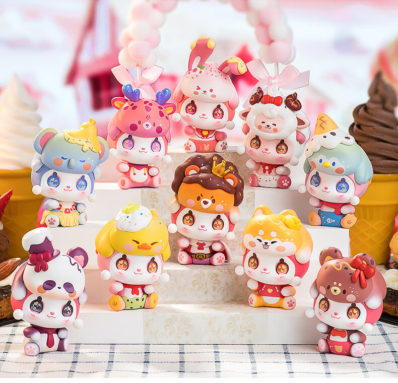 67新品萌萌喵动物甜点系列盲盒公仔礼物整盒9个款式不重复随机发不