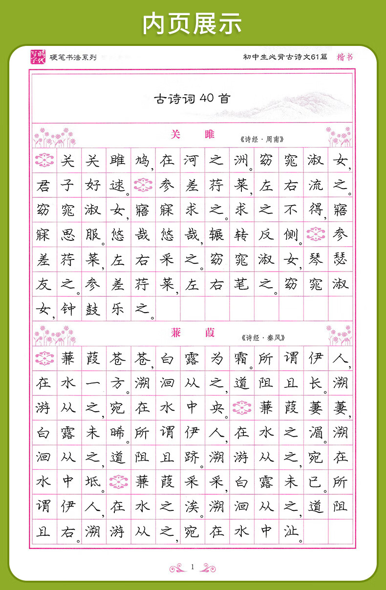 庞中华硬笔楷书字帖飞花令里写诗词学生必背古诗文75首61篇72篇婉约词