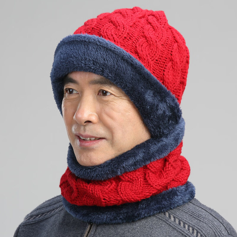 毛线冬天中老年人帽子男秋冬季加绒针织毛线保暖爸爸爷爷老人老头男士