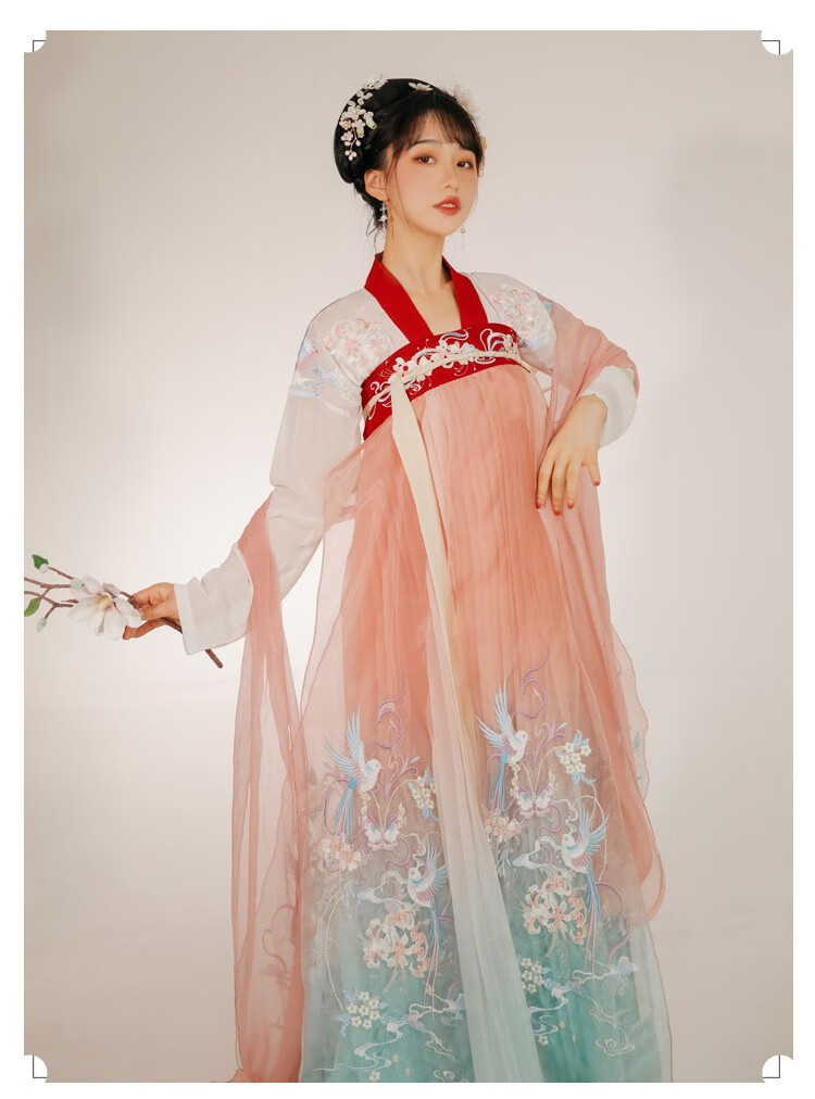 舒弗星汉服女唐制齐胸襦裙传统重工刺绣仙气夏款白色齐腰衬裙xs