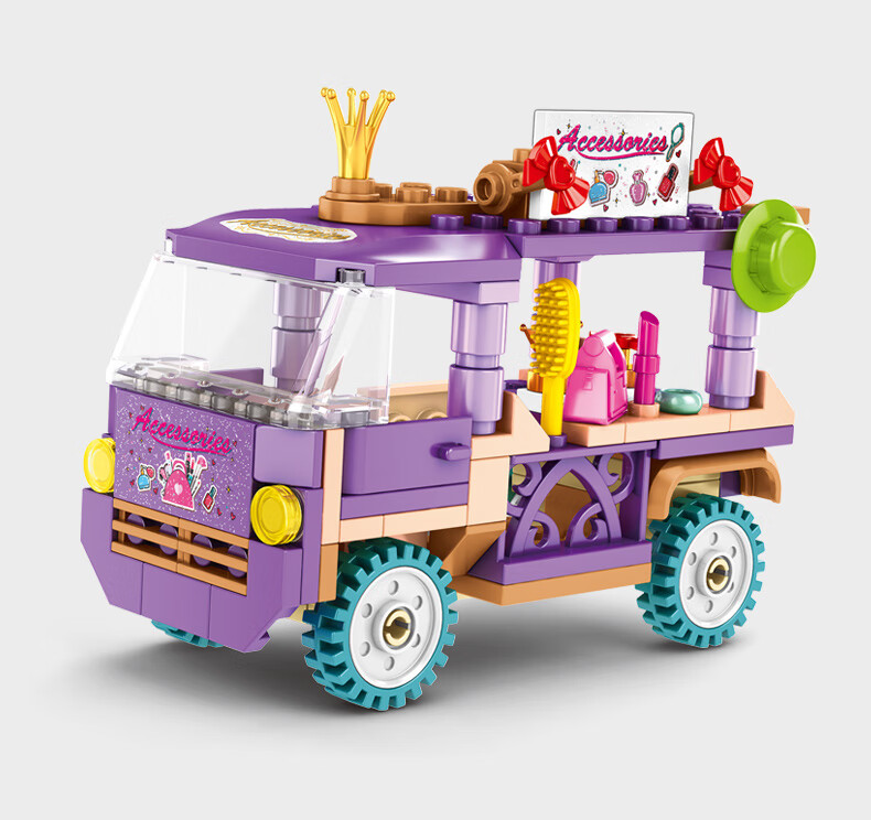 迪士尼(disney)积木城市系列车冰淇淋车儿童智力拼装玩具女孩动脑