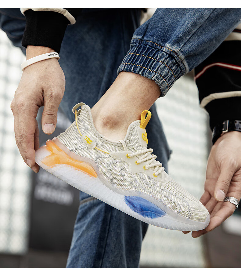 deasionsweet联名aj椰子男350春季夏黑色飞织网鞋青少年休闲运动板鞋