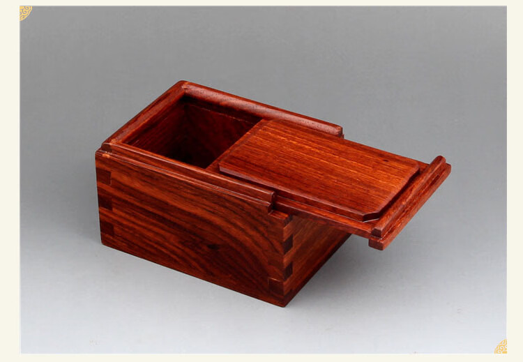 悦木东南缅甸花梨木盒子正方形滑盖型榫卯结构实木文玩扳指首饰纪念品