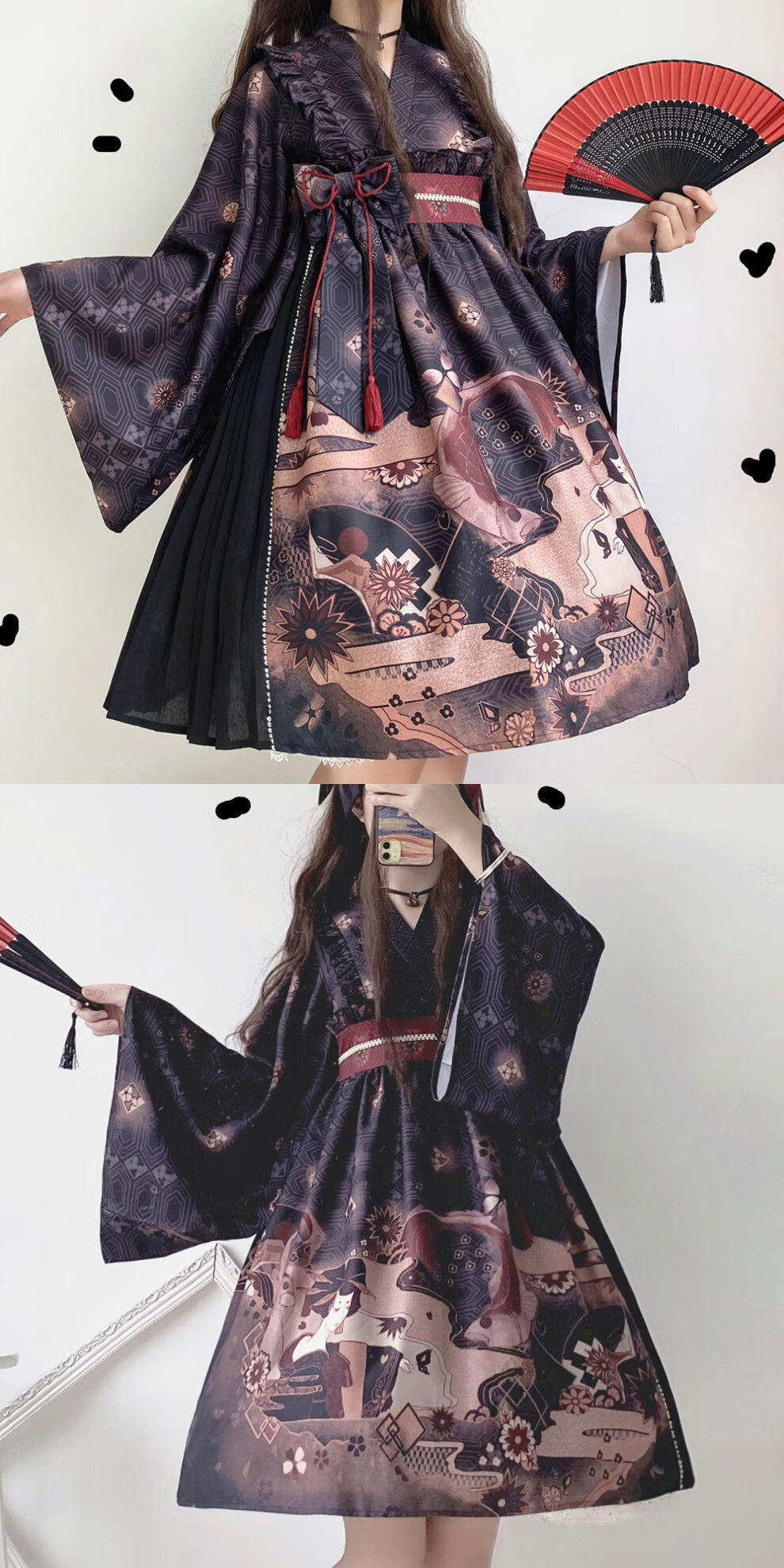 潮牌中华风和风连衣裙现货裙洛丽塔 萝莉裙子 浅蓝色 155