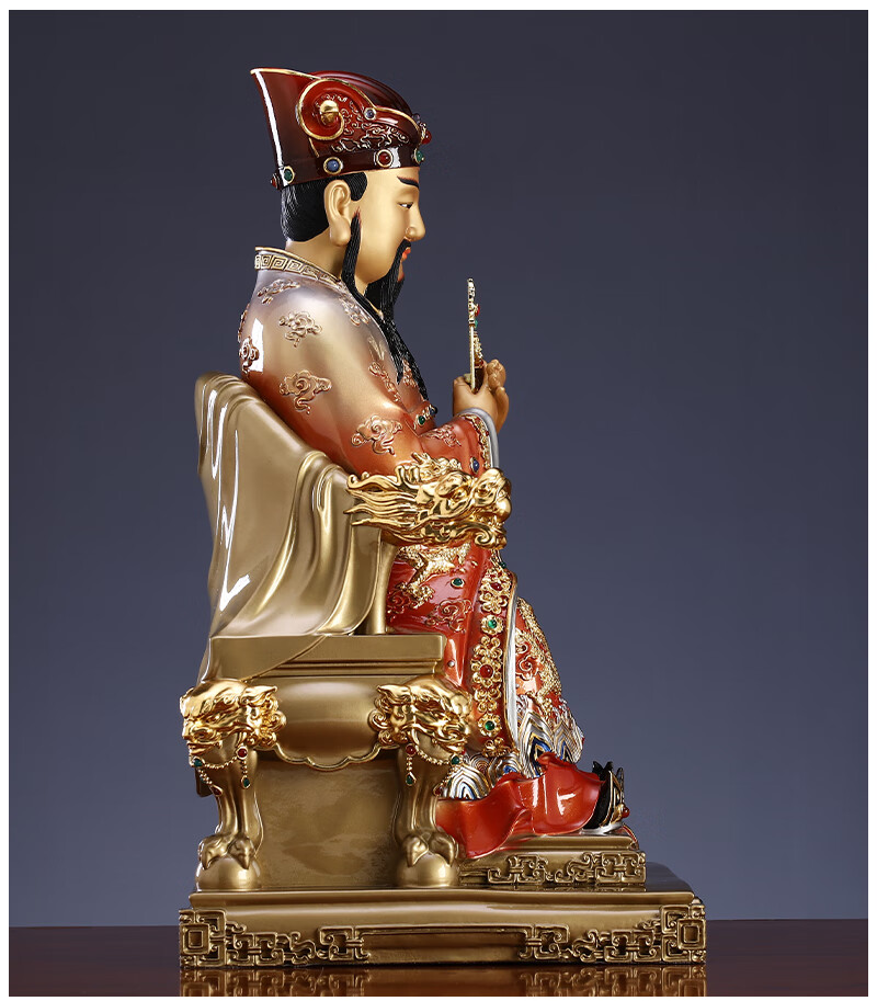 城隍爷像纯铜台湾手工琉晶彩紫尊城隍爷神像摆件崇祀城隍庙守护神 38