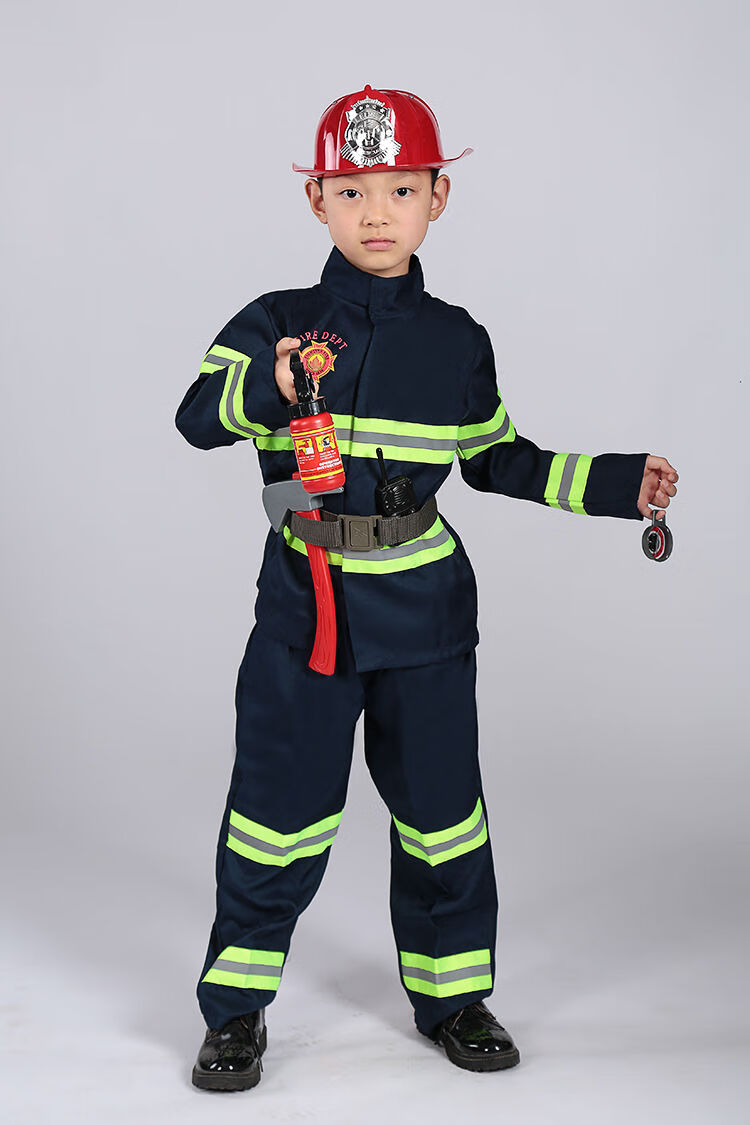 沙筱奕儿童消防员服装消防服套装职业体验装角色扮演警察服万圣节演出