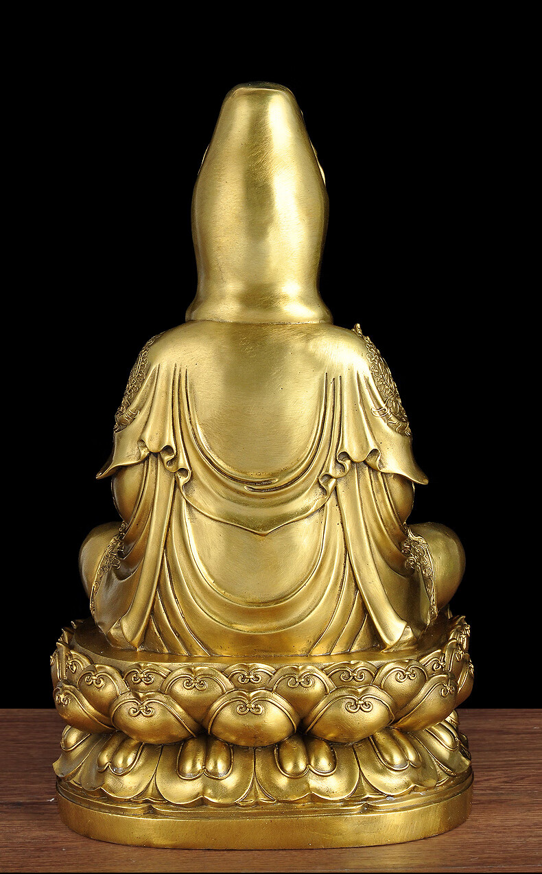 全铜观音摆件观世音菩萨佛像观音娘娘坐莲观自在居家寺庙佛堂供奉13尺