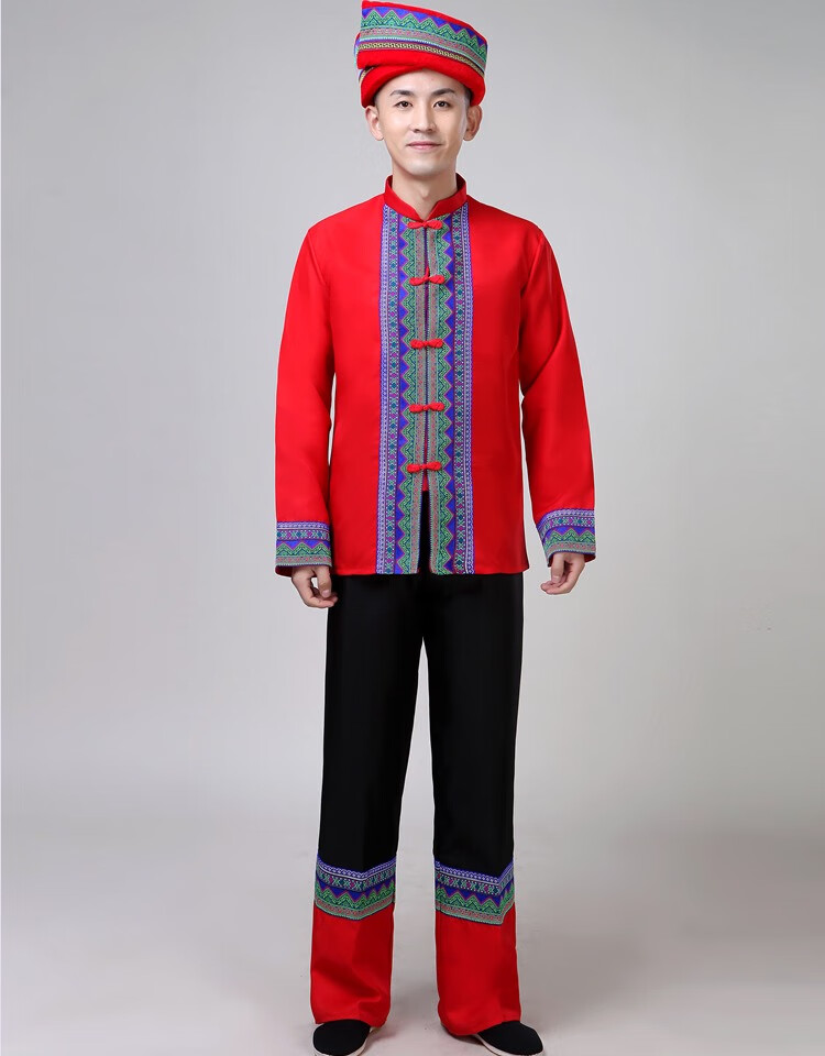 广西壮族服饰男少数民族服装云南苗族服彝族土家族舞蹈演出服 a款四