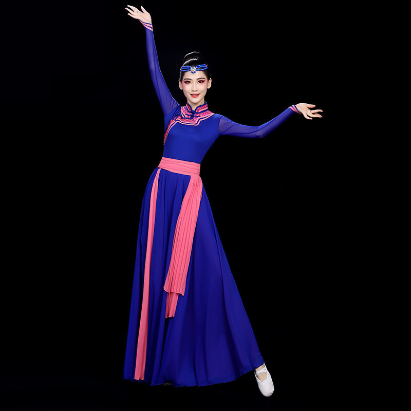 艺考新款蒙古族舞蹈服装演出服女民族风服饰蒙族服成人艺考舞蹈大摆裙