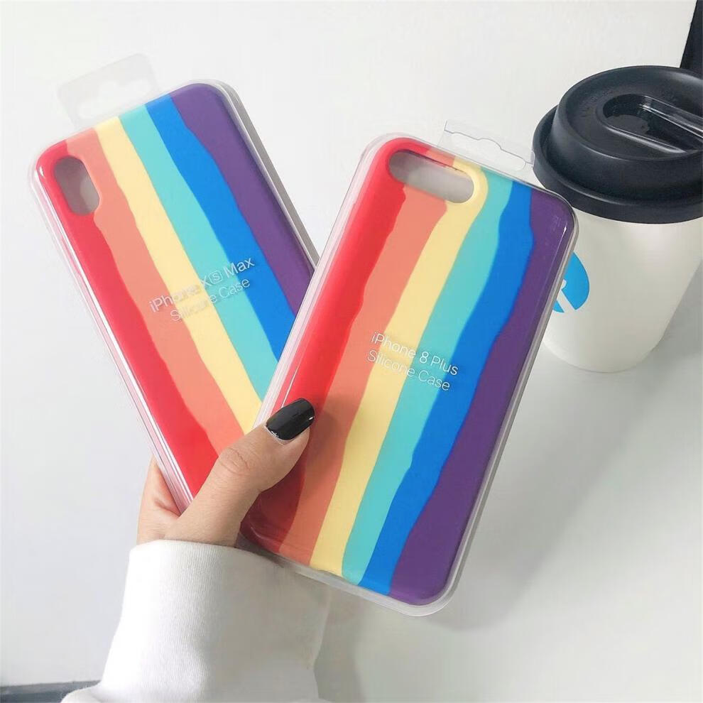 卜邻 苹果12液态硅胶彩虹手机壳78p/se/x/xr/xsmaxiphone 11 pro max