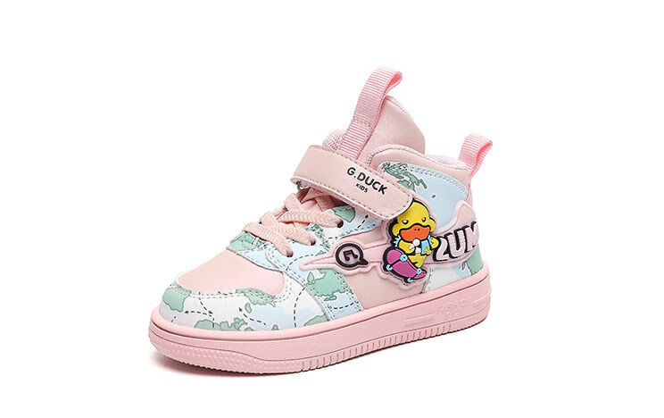 duckkids小黄鸭板鞋2022秋季男童运动鞋皮面防滑宝宝小童软底女童鞋子