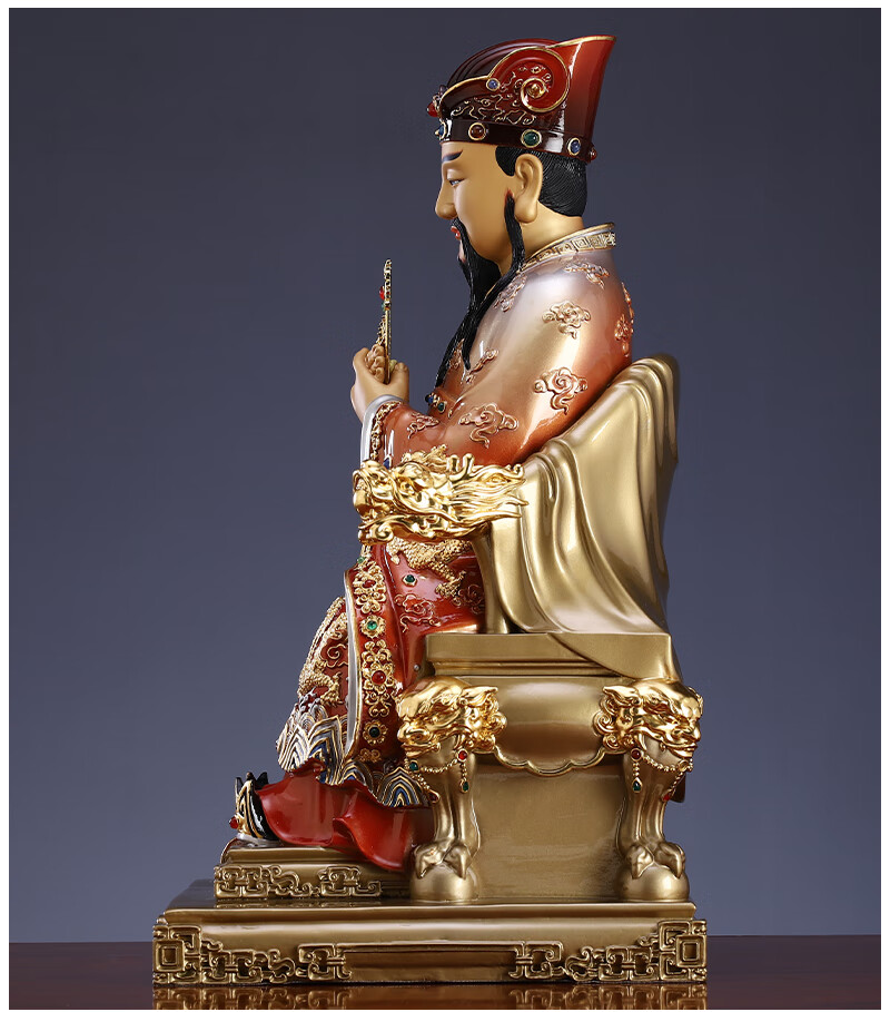 城隍爷像纯铜台湾手工琉晶彩紫尊城隍爷神像摆件崇祀城隍庙守护神 38