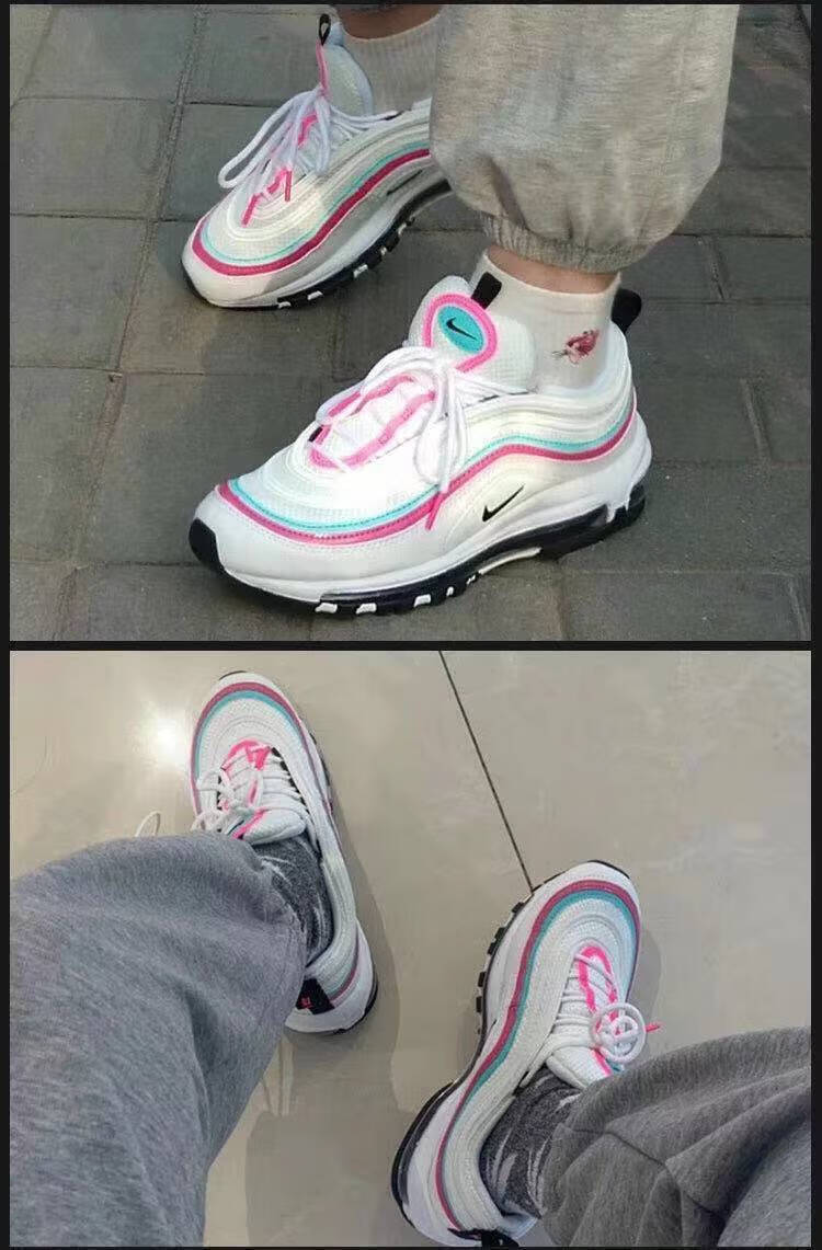 万花筒圣水笑脸气垫跑步鞋男女运动鞋nike 耐克nikeairmax97蓝笑脸
