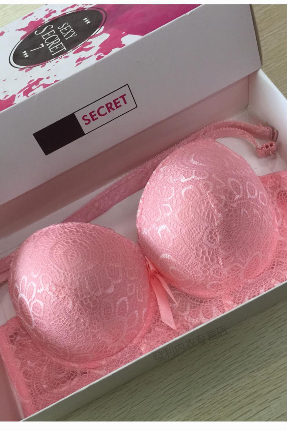 聚拢文胸无钢圈小胸加厚内衣少女性感特厚12cm胸罩粉色无钢圈3680a