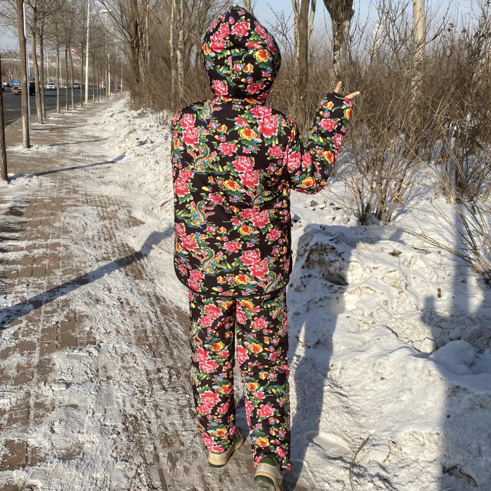 东北花棉袄女大花袄大棉袄女冬加厚民族风碎花棉服时