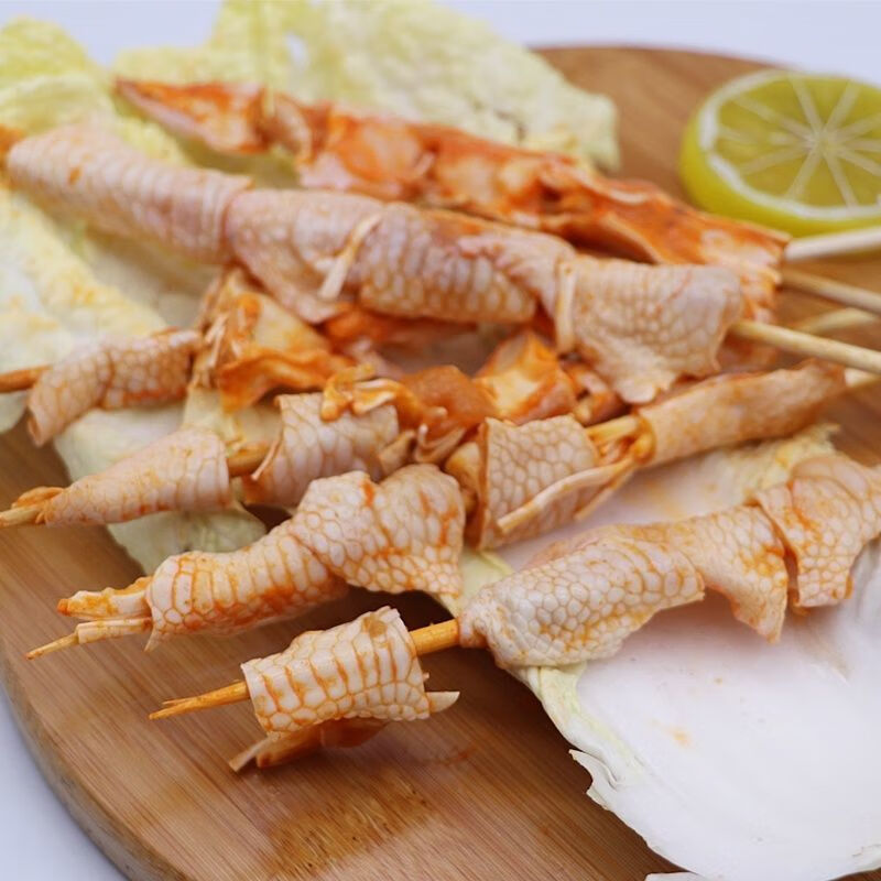 鸡脚筋串20串户外烧烤小串食材油炸食材鸡腿筋串冷冻无骨鸡爪串 800g