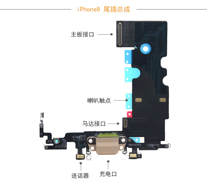 苹果iphone6原装尾插6p话筒6sp耳机7 8 8p 7plus充电口总成 原8p金粉