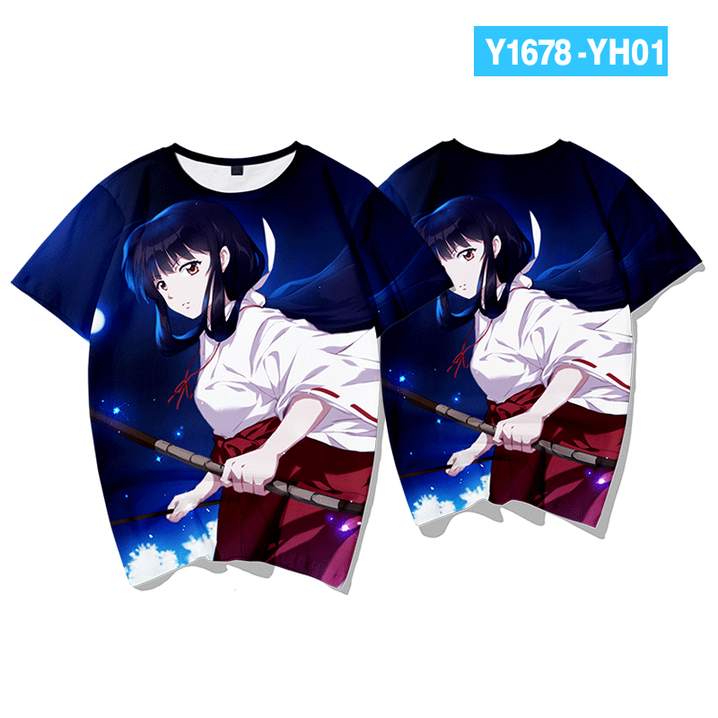 犬夜叉杀生丸桔梗日本动漫周边体恤男女透气休闲衣服短袖t恤上衣1m