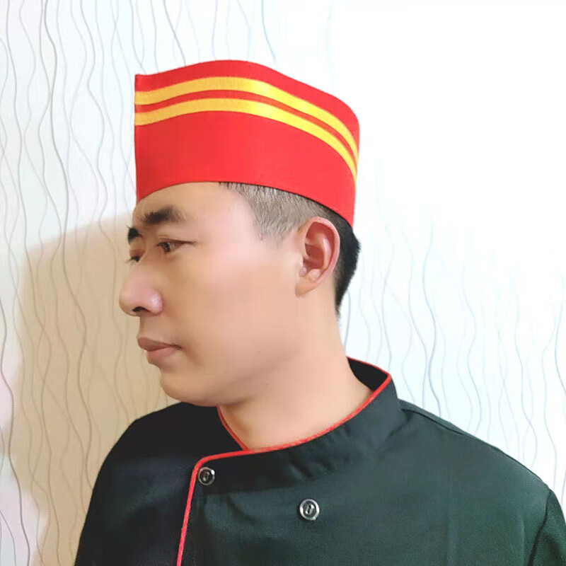 clarekalen厨师帽子男女平顶帽厨房船帽酒店饭堂餐饮工作帽透气防油