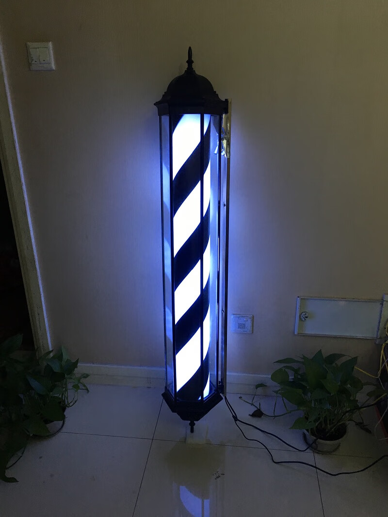 理发店转灯美发转灯led户外挂墙理发旋转挂壁防水发廊美发店灯箱 炫彩