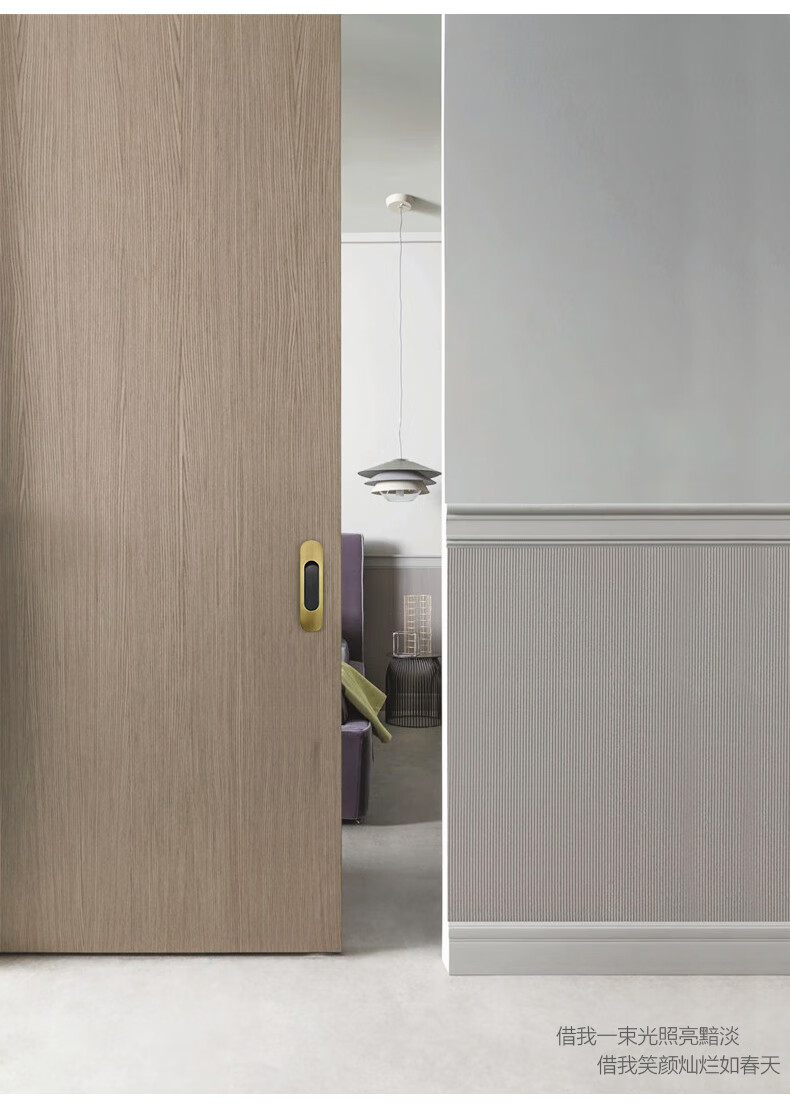 推拉门移门拉手暗装隐形嵌入式内嵌对装房暗藏式门把手对拉丝色