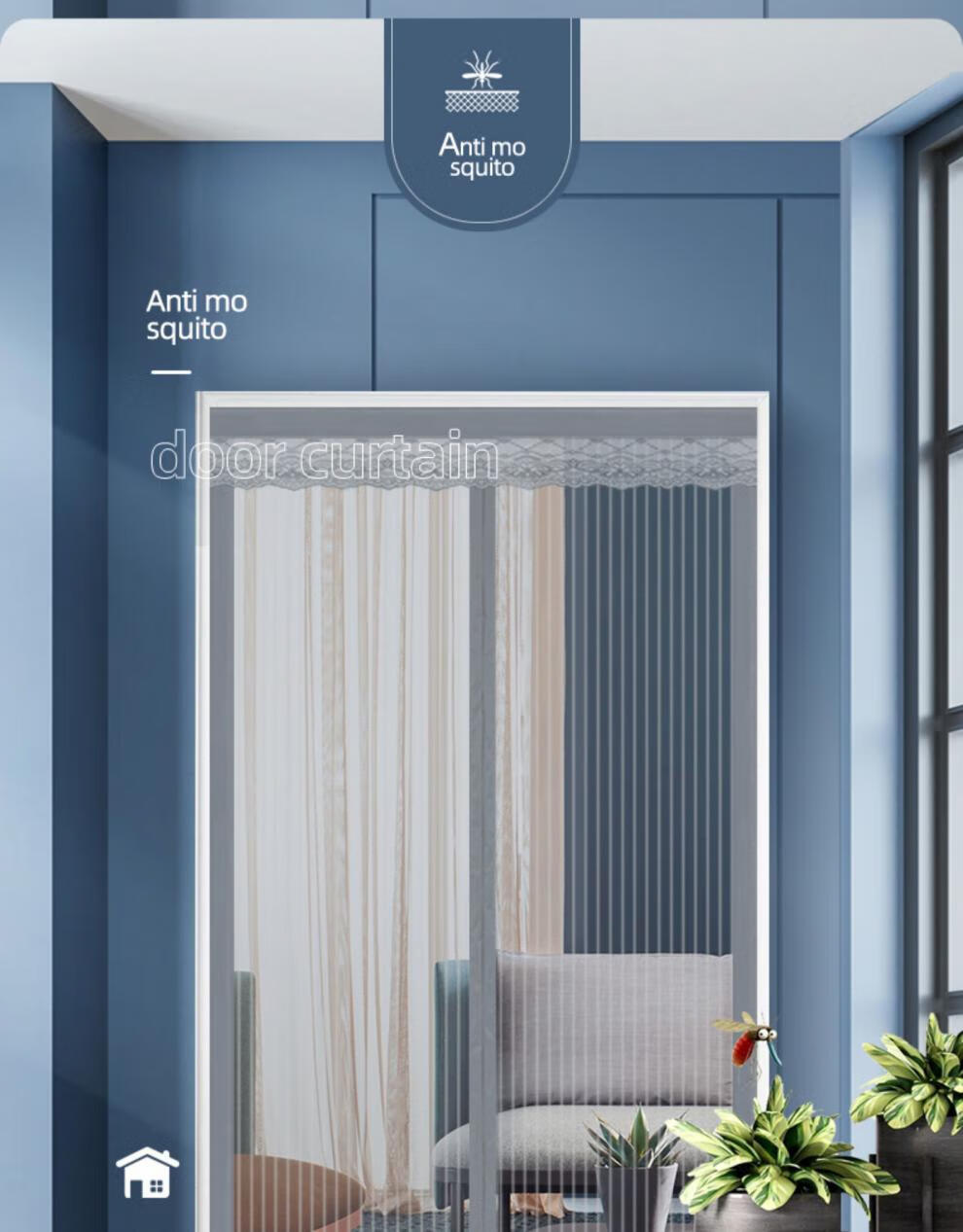 磁吸自吸免打孔免穿整根磁条金刚网银灰三周加宽魔术贴出口品质宽120