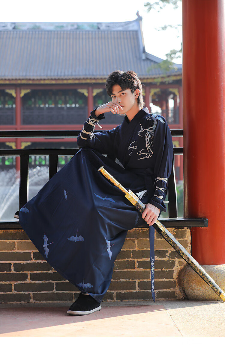 汉服男秋冬侠客书生剑客唐朝仙气古风学生班服表演服大码男士古装