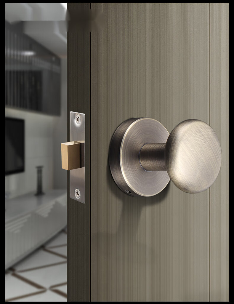 隐形门锁单面锁暗锁灰色室内卧室背景墙门隐藏式把手美式圆形拉手鹅蛋