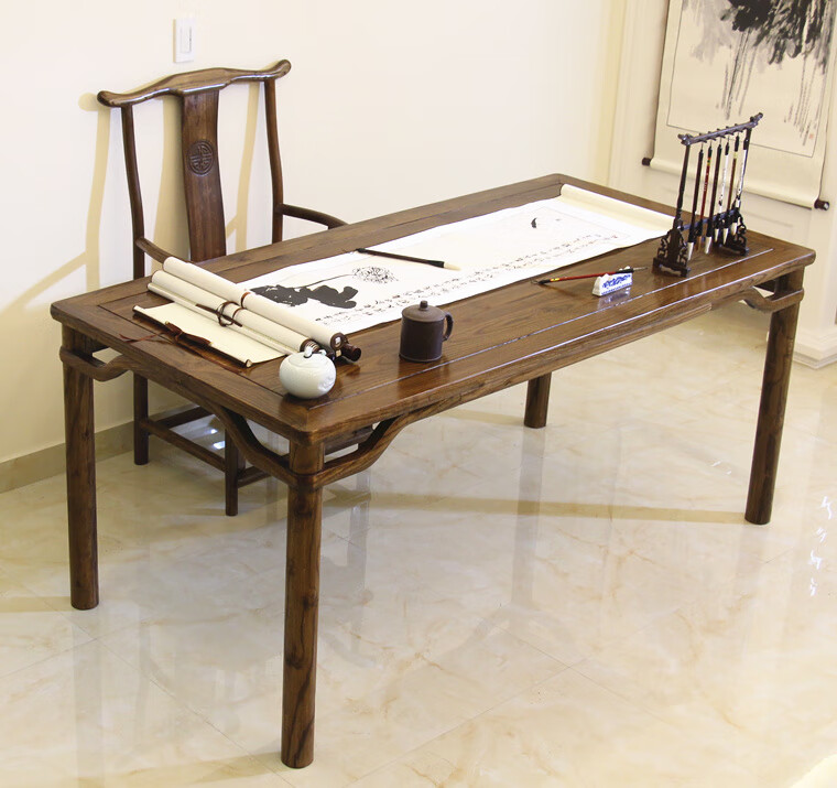 书案画案画案书法桌实木书画桌中式榆木简约原木书桌书房办公桌写字台