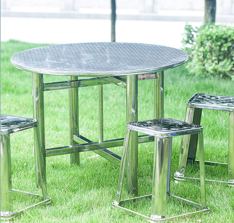 加厚加固不锈钢圆桌家用圆桌子食堂餐桌饭店餐台大圆桌12人火锅桌子