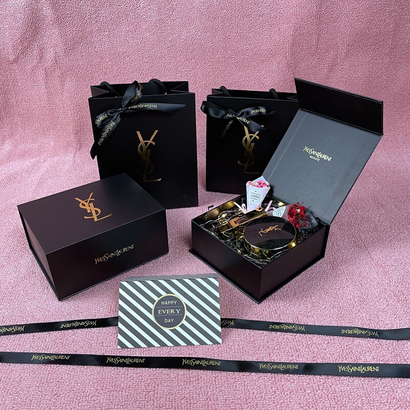 ysl礼盒空盒专柜口红气垫盒子包装盒香水袋子纸袋手袋口红纸袋1个蝴蝶