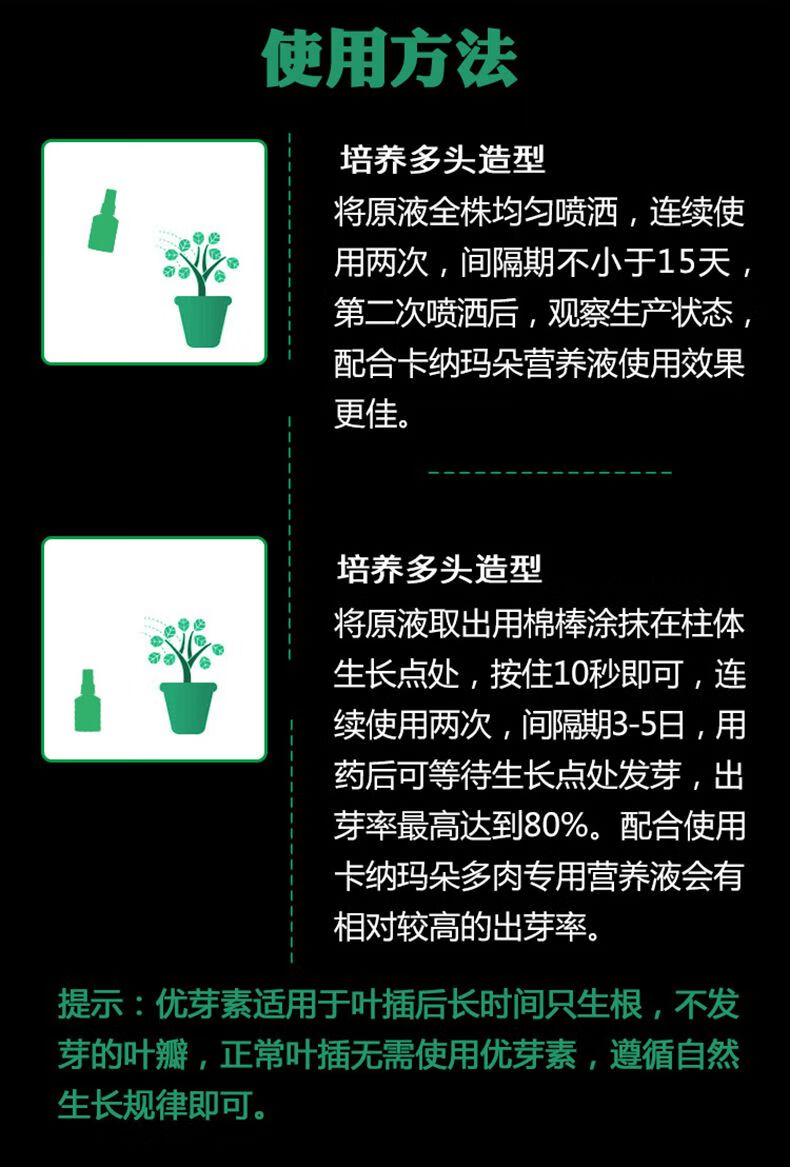 优芽素多肉专用促芽爆芽素叶插苗老桩培养多头株型养护1瓶优芽素1瓶