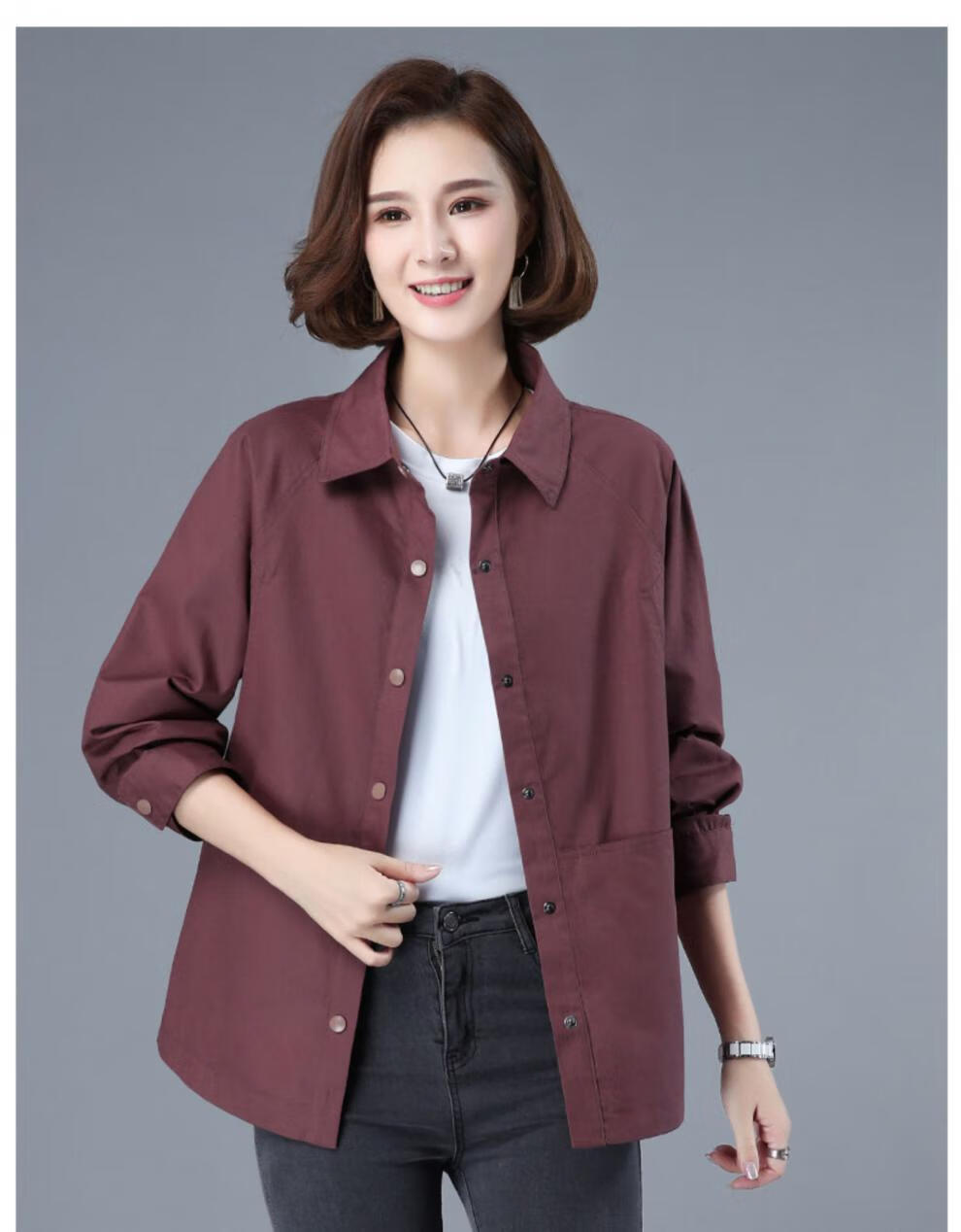 妈妈秋装新款外套薄款宽松中老年洋气两用衫女大码纯棉中年人上衣
